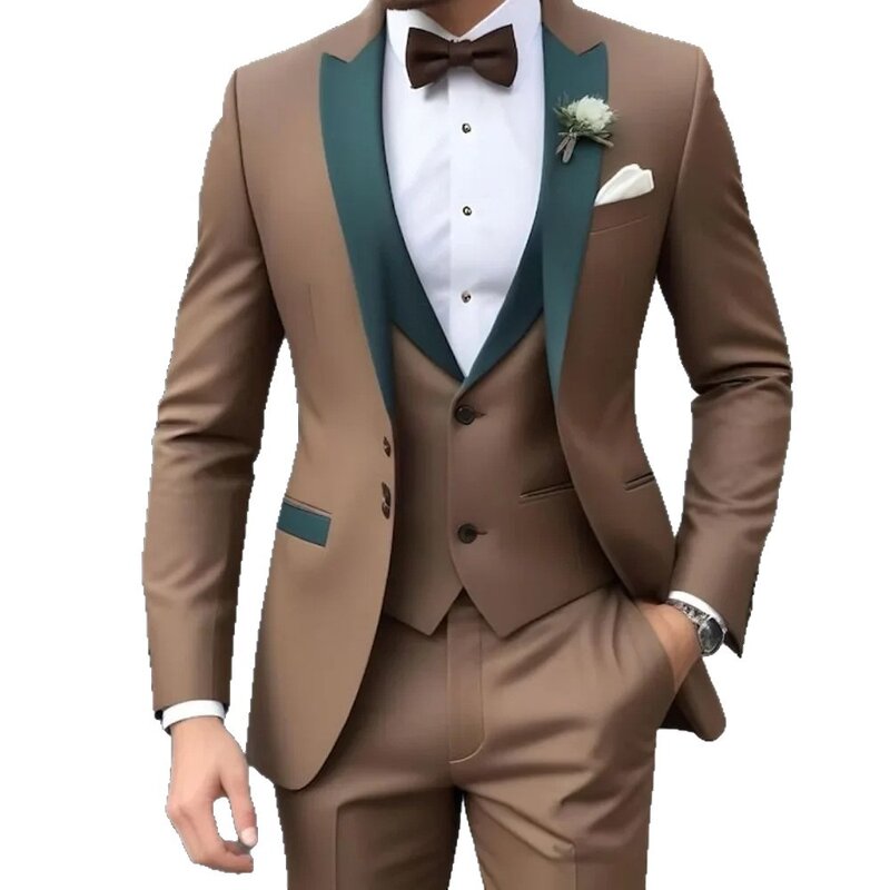 Men's Suit Set Manufacturer - 2025 Brown Single-breasted Slim Fit for Banquet Performance