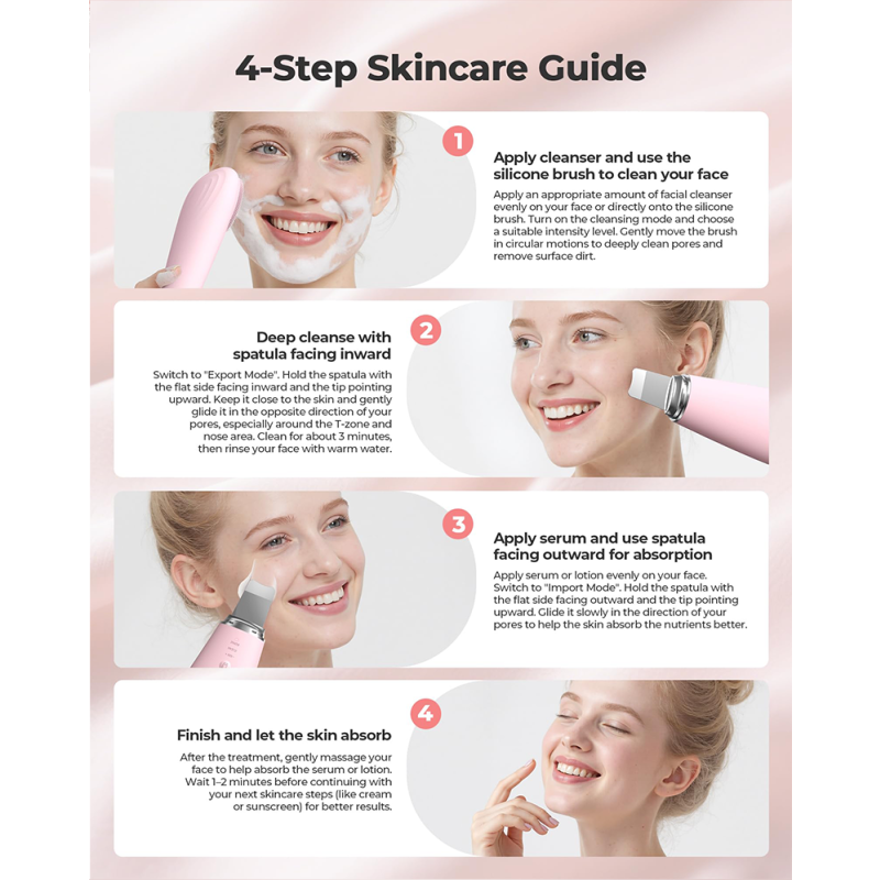 Sonic Facial Brush Factory - Upgraded 5 in 1 Professional Blackhead Remover Silicone Cleanser