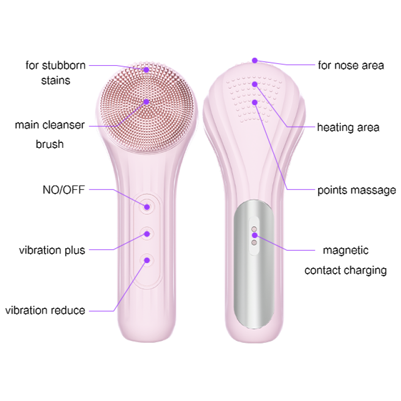 Waterproof Facial Brush Factory - Upgraded Electric with Ultrasonic Massage Hot Compress Device