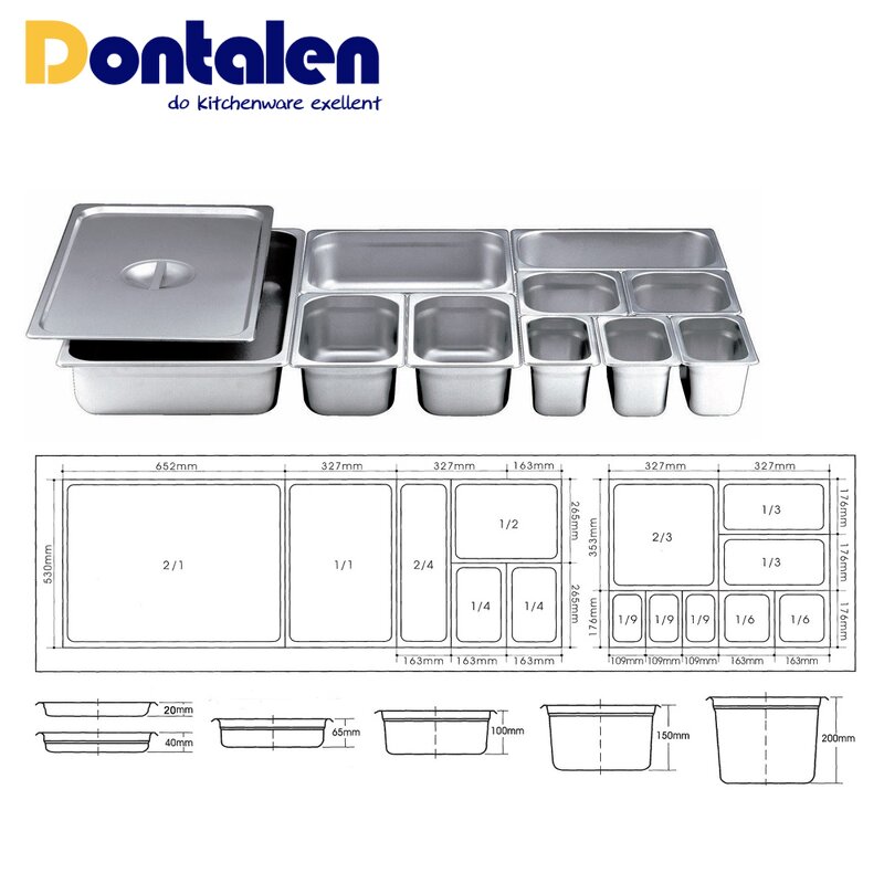 Food Pan Manufacturer - NSF Durable Full Size Stainless Steel GN Pan with Lid