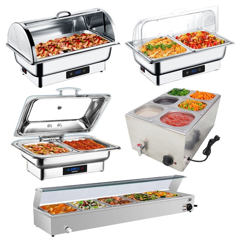 Chafing Dish Manufacturer - Various Design Mirror Polish Gold Roll Top Crown Buffet