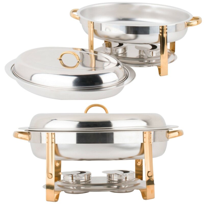 Chafing Dish Set Manufacturer - Stainless Steel Silver 6L Oval Buffet Server Chafer
