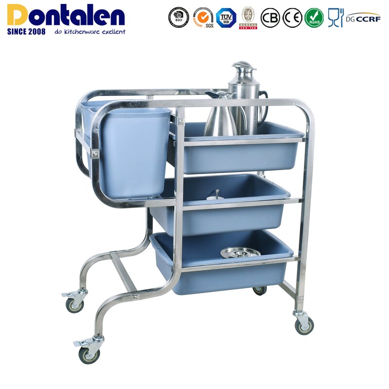 Serving Trolley Manufacturer - Dontalen Hotel Restaurant Stainless Steel Luxury Gold Round bar