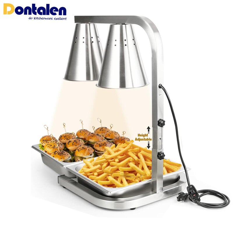 Food Warmer Manufacturer - Commercial Stainless Steel Buffet 220v with 2 Light Heat Lamp