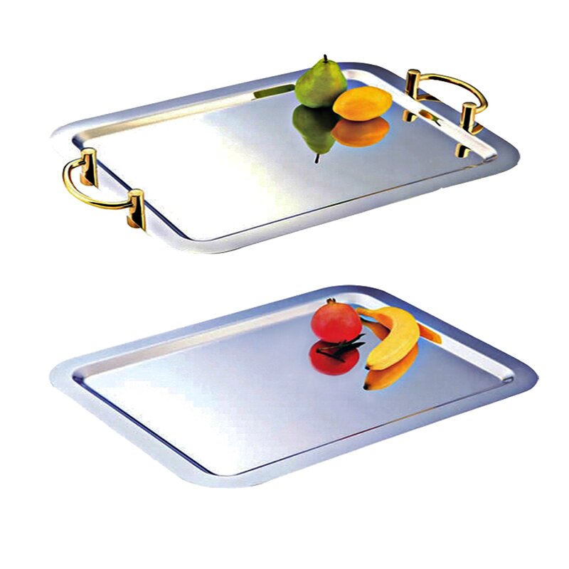 Serving Tray Manufacturer - Stainless Steel Square Mirror Luxury Custom Silver Buffet Wedding Set
