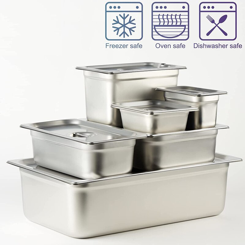 GN Pans Manufacturer - Full Sizes Gastronorm Drain Pan Steam Table with Silicone Sealing Lid