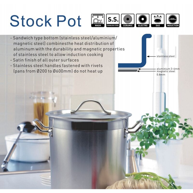 Stock Pot Manufacturer - Dontalen Modern Stainless Steel Lid 20L Large for Hotel Restaurant