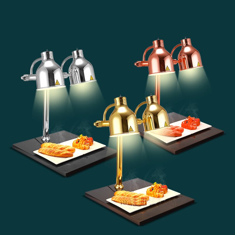 Food Warmer Manufacturer - Commercial Stainless Steel Buffet 220v with 2 Light Heat Lamp