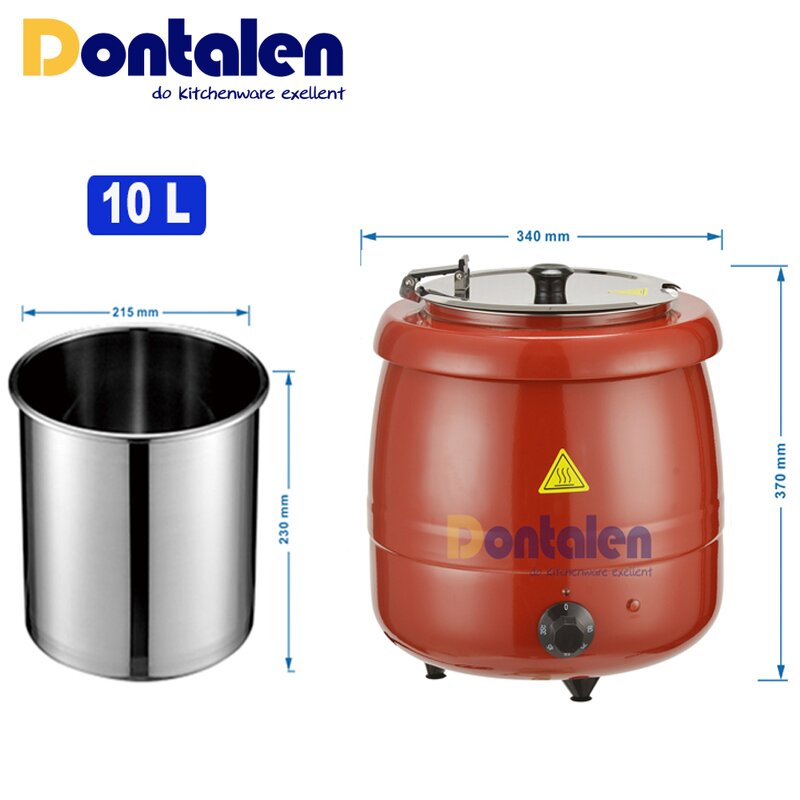 Soup Warmer Manufacturer - Commercial 10 Liter Electric Stainless Steel Red Color