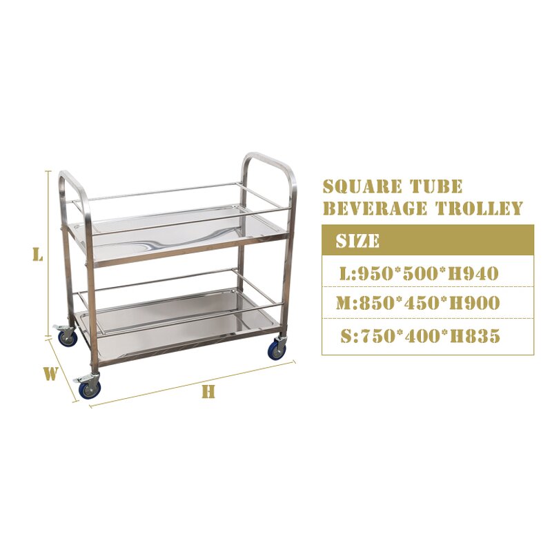 Dining Cart Manufacturer - Dontalen High Quality Solid Stainless Steel 2 Tiers Hotel Kitchen