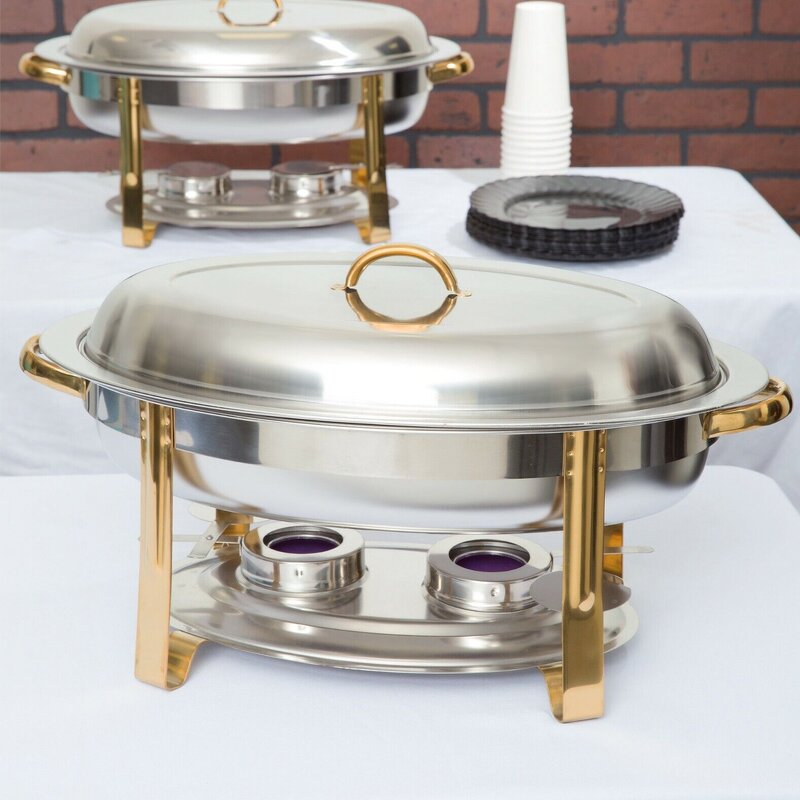 Chafing Dish Set Manufacturer - Stainless Steel Silver 6L Oval Buffet Server Chafer