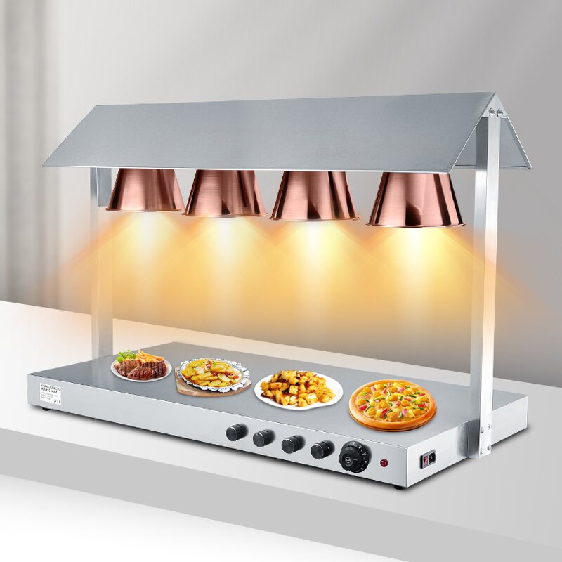Food Warmer Manufacturer - High Quality 4 Bulbs Head Stainless Steel Electric Table