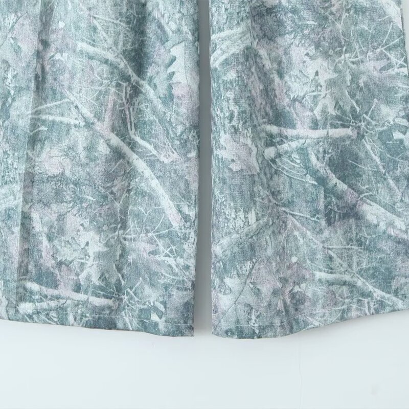 Women's Wide Leg Pants Manufacturer - Spring New Fashion Casual Breathable Ruffles Solid High Waist Pants