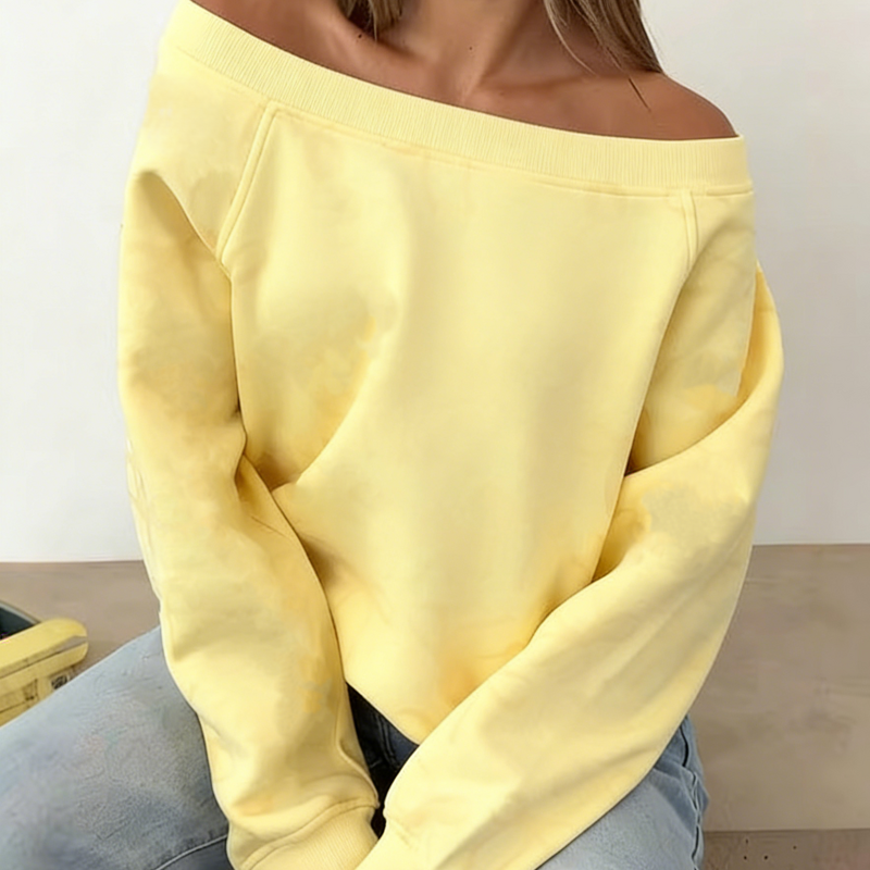 Women's Sweatshirt Manufacturer - OEM ODM New Fashion Cotton Crew Neck Custom off the Shoulder Top