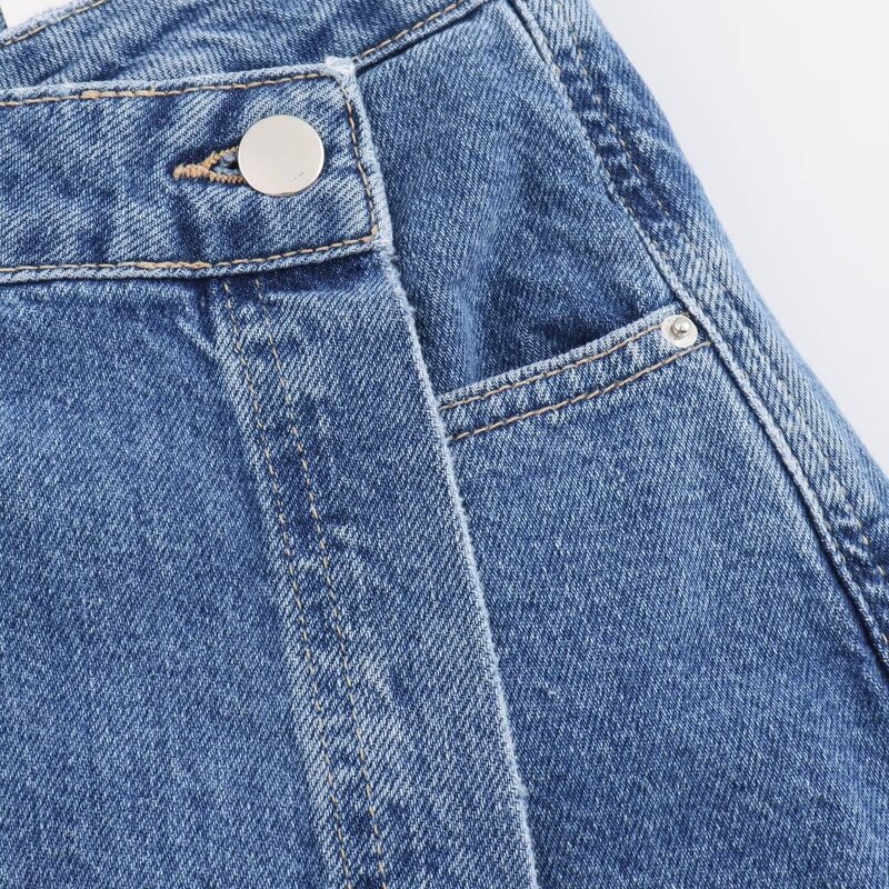 Women's Denim Shorts Manufacturer - Pb&za 2024 Summer New Double Denim Skirt Shorts Vintage High Waist Pants