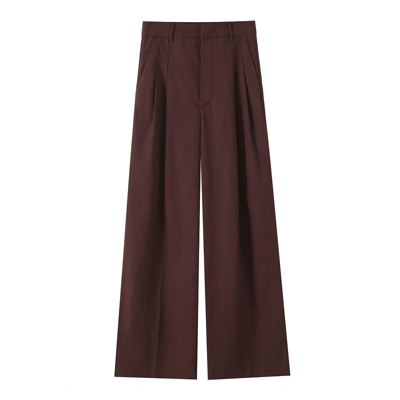 Women's Pleating Pants Manufacturer - Spring New Fashion Vintage High Waist Female Casual Trousers