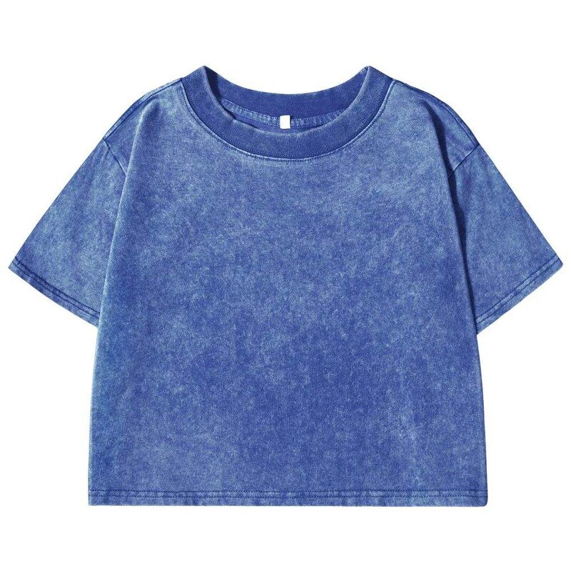 Women's Cotton T-Shirt Manufacturer - Plain Solid Color Slim Washed Oversized Crop Top