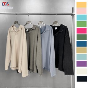 Men's Polo Shirt Manufacturer - 400G Heavyweight Cotton Turn-down Collar Full Sleeve Casual Tee