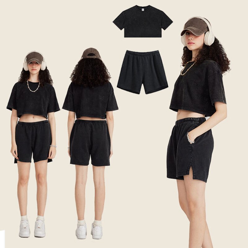 Women's Sweat Shorts Manufacturer - OEM Manufacturer Custom New Split Casual Cotton Acid Washed Shorts