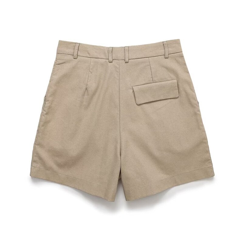 Women's Leisure Shorts Manufacturer - Spring New Fashion Neutral Wind Vintage High Waist Zipper Shorts