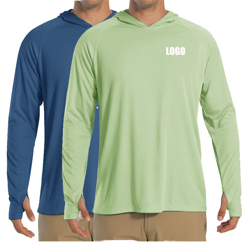 Men's Hooded TShirt Manufacturer - Custom Logo UV Protection Knitted Long Sleeve Quick Dry Eco-Friendly UPF Tee