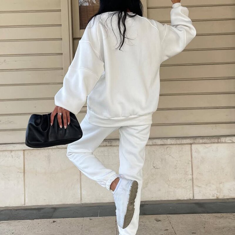 Women's Sport Suit Set Manufacturer - Elegant Hooded Zipper Hoodie Loose Elastic Wide Leg Pant Spring Set