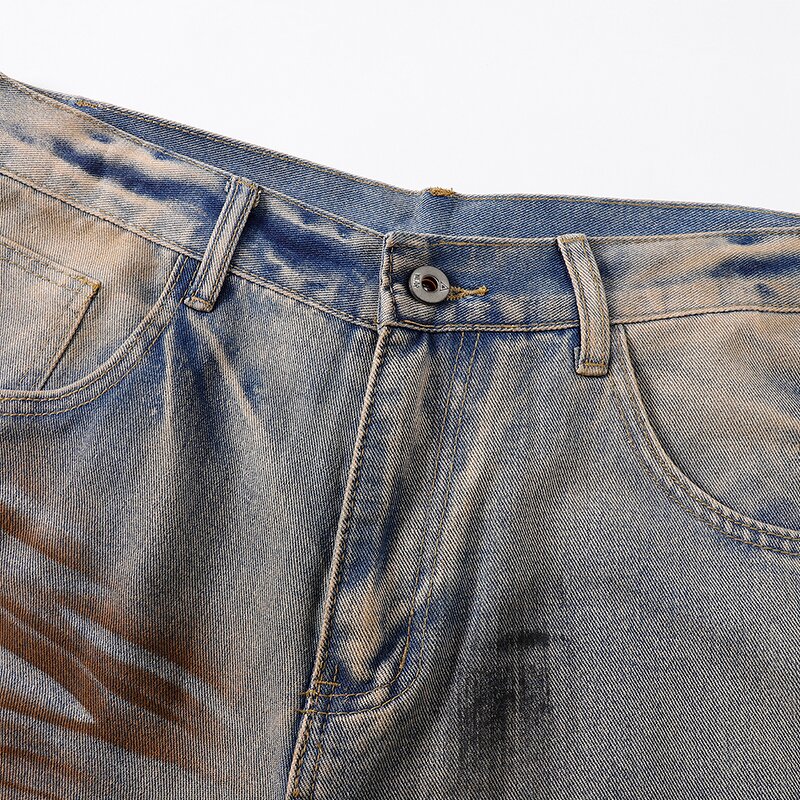 Men's Wide Leg Jeans Manufacturer - New American Retro Style Mid Waist Dark Washed Spring Y2K Pants