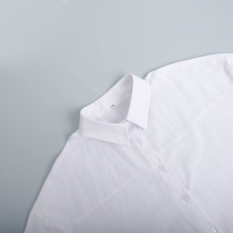 Women's Linen Set Manufacturer - Casual Clothing 2-Piece Business Work Outfits Long Sleeve Shirt High Waist Pants