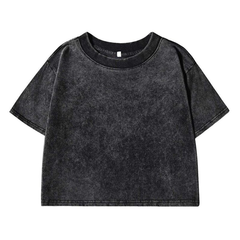Women's Cotton T-Shirt Manufacturer - Plain Solid Color Slim Washed Oversized Crop Top