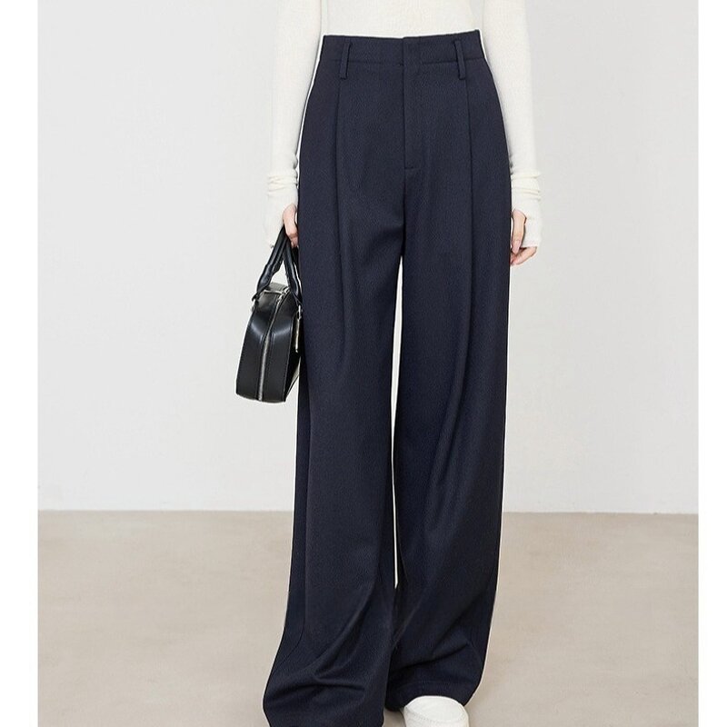 Women's Suit Pants Manufacturer - New Arrival High Waist Caramel Banana Style Old Money Mid Waist Wide Pants