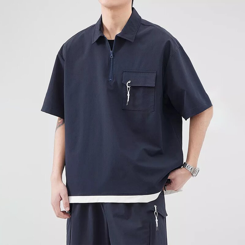 Men's Polo Shirt Manufacturer - Custom Logo Breathable Quick Dry Slim Fit Pocket Zipper Tee