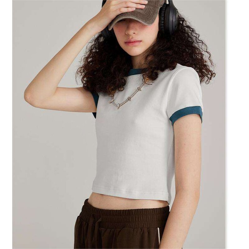 Women's Crop Top Manufacturer - Wholesale Casual Custom Logo Print Embroidery Spandex Blend T-Shirts