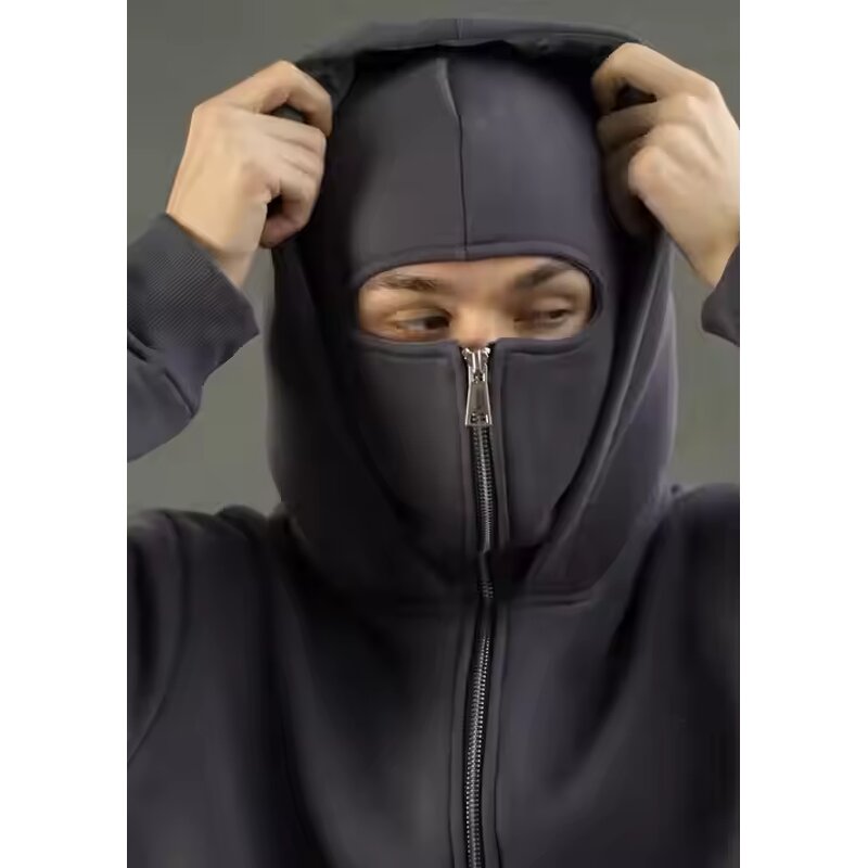 Balaclava Hoodie Manufacturer - Custom Logo Double Layer Full Zip Oversized 3D Design
