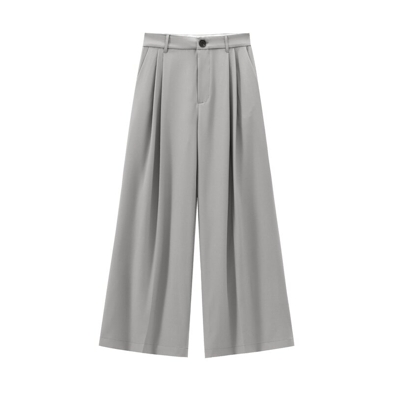 Women's Trousers Manufacturer - PB&ZA 2024 Autumn New Casual Vintage High Waist Zipper Fly Bipleat Pants