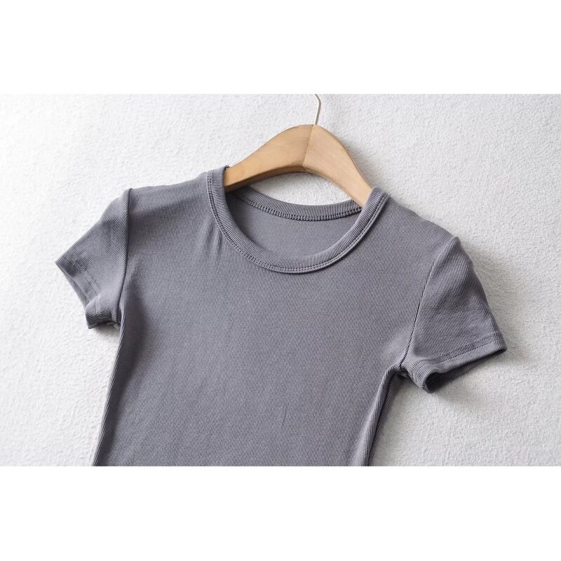Women's Crop Top Manufacturer - Custom Logo 95% Cotton 5% Spandex Y2K Baby Tee