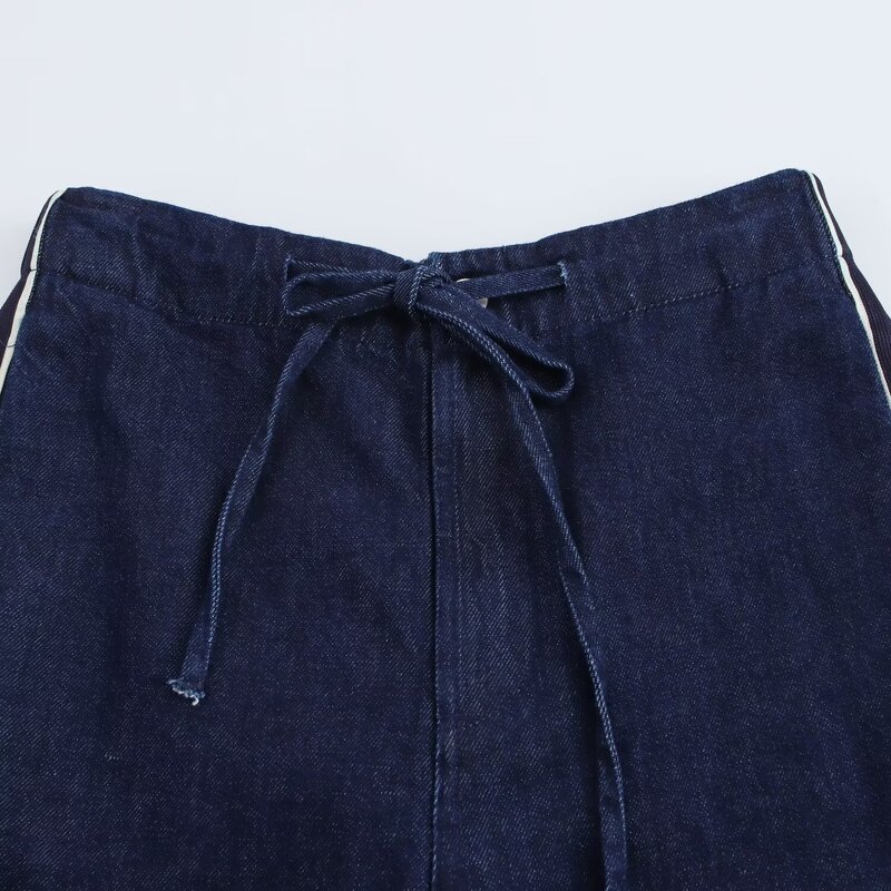 Women's Denim Jeans Manufacturer - Spring New Chic High Waist Breathable Straight Side Strap Vintage Ankle Pants