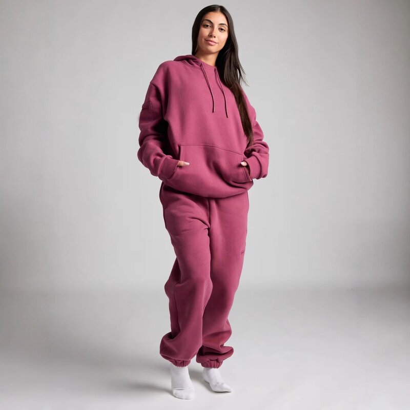Women's Sweatsuit Set Manufacturer - New Winter Sports Cotton Crop Top Drawstring Pant 2 Piece Tracksuit