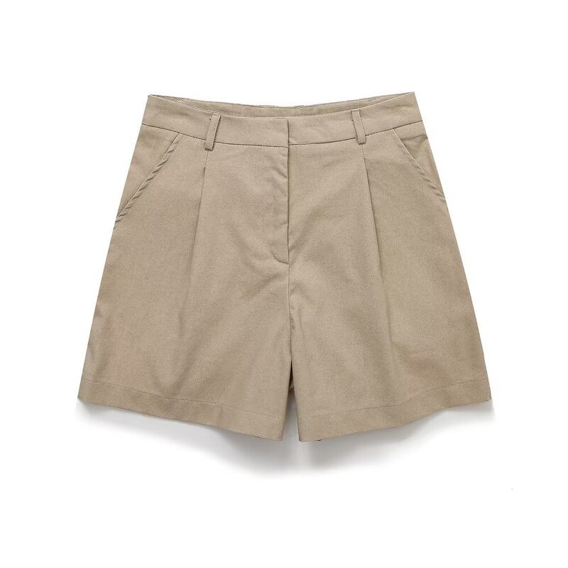 Women's Leisure Shorts Manufacturer - Spring New Fashion Neutral Wind Vintage High Waist Zipper Shorts