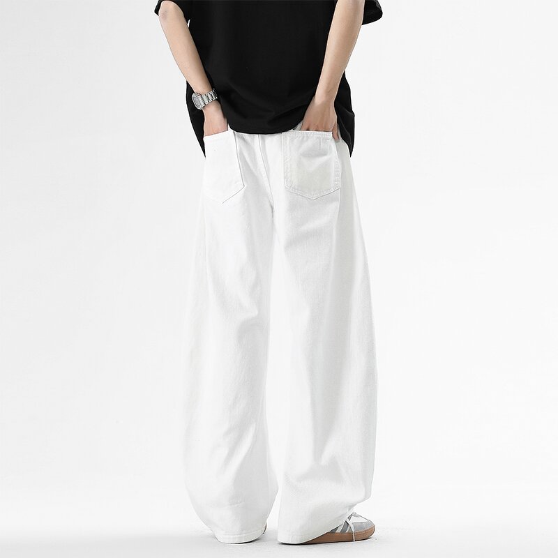 Men's Wide Leg Pants Manufacturer - Four Seasons High-waisted Straight-leg Loose Rough Trimmed Trousers