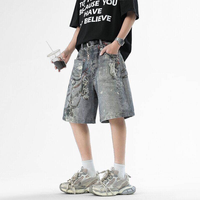 Men's Denim Shorts Manufacturer - Custom American High Street Classic Washed Fashion Jeans Shorts