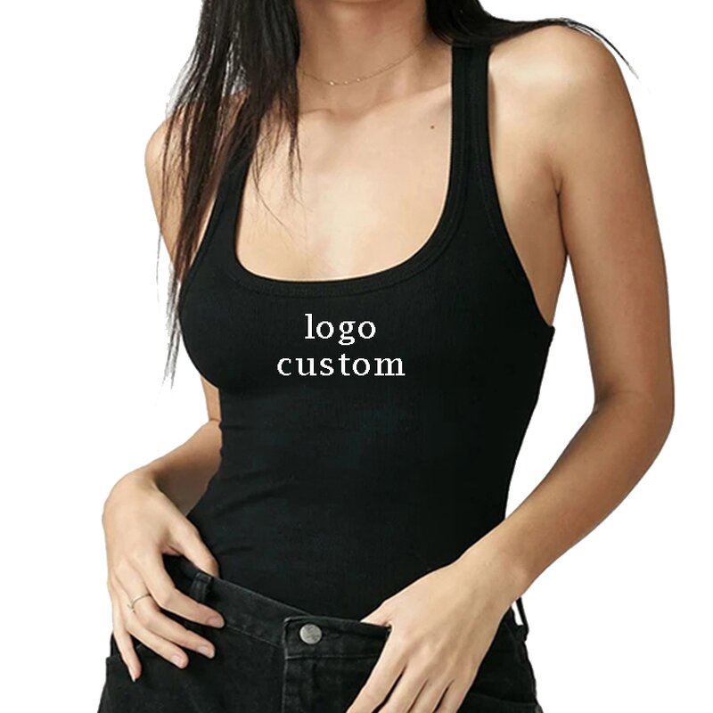 Women's Fitness Tank Top Manufacturer - Custom Logo Ribbed Sexy Embroidery Gym Vest