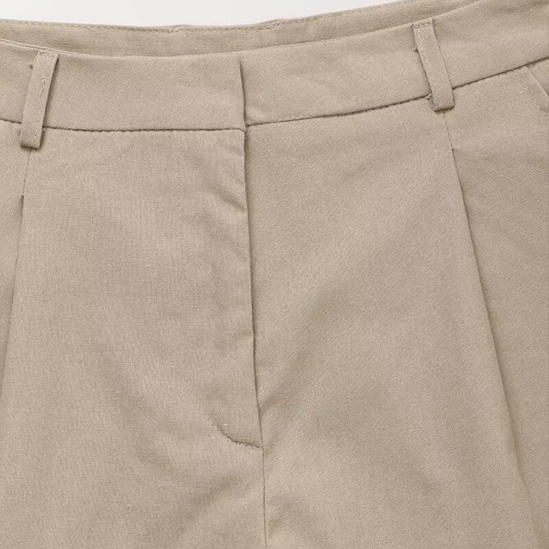 Women's Leisure Shorts Manufacturer - Spring New Fashion Neutral Wind Vintage High Waist Zipper Shorts