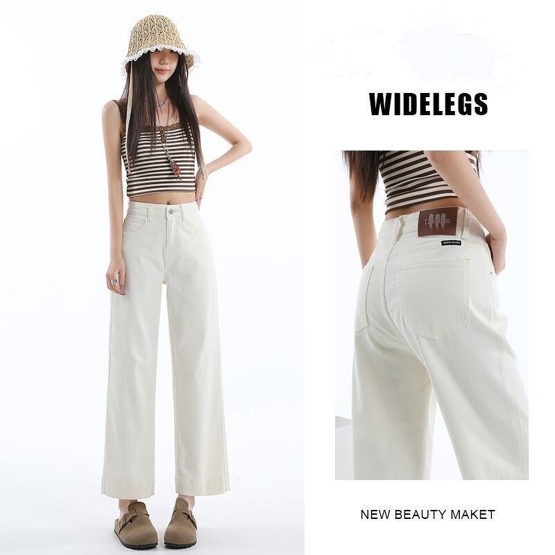 Women's Denim Pants Manufacturer - Mid Waist Breathable Stretch Regular Fit Wide Leg Jeans Trouser