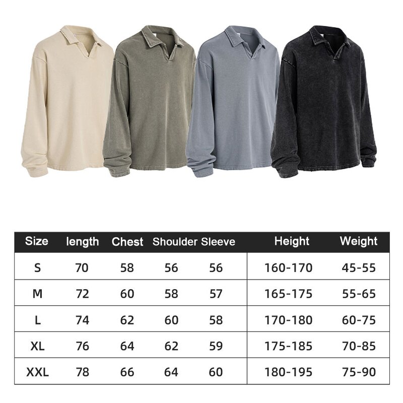 Men's Polo Shirt Manufacturer - 400G Heavyweight Cotton Turn-down Collar Full Sleeve Casual Tee
