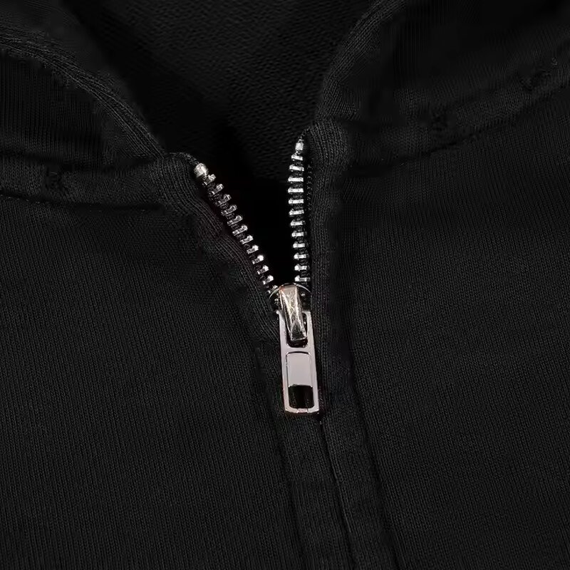 Men's Zip up Hoodie Manufacturer - Custom Acid Wash Vintage Sun Faded Distressed Cropped Jacket