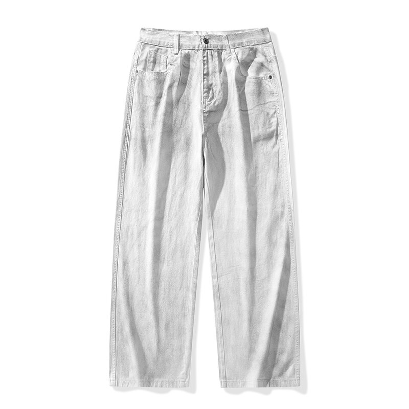 Men's Denim Pants Manufacturer - New Fashion Custom White Vintage Dirty Loose Jeans Trousers
