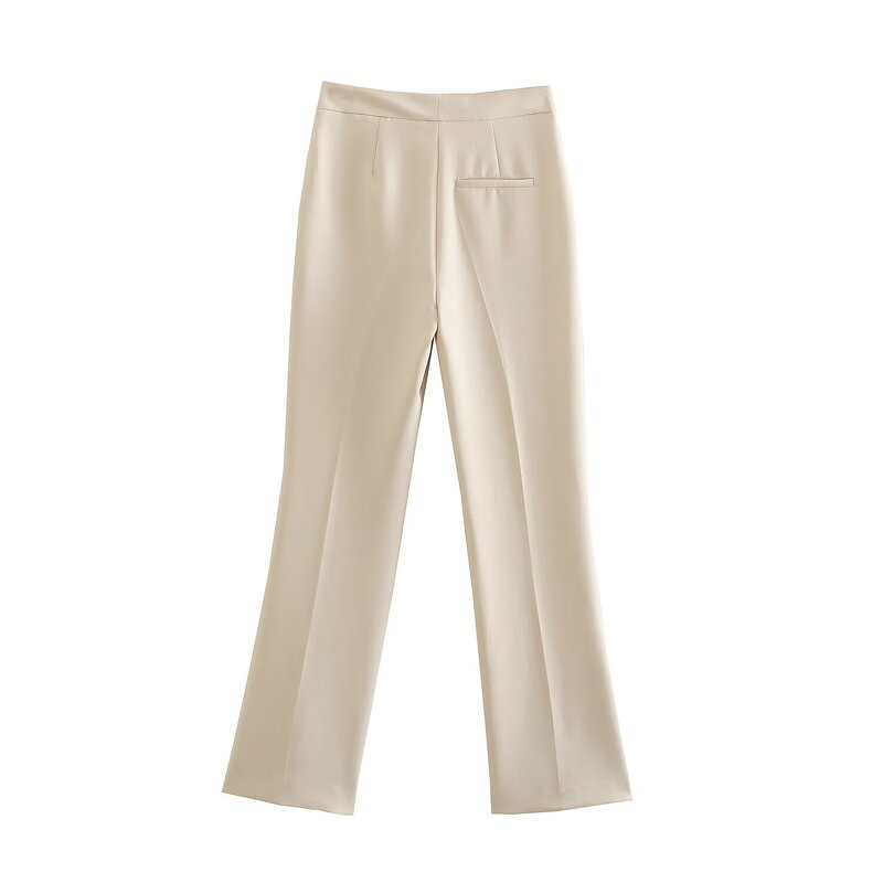 Women's Straight Tube Pants Manufacturer - Spring New Chic Pant Leg Slit Vintage High Waist Zipper Fly Pants