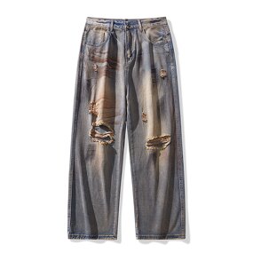 Men's Wide Leg Jeans Manufacturer - New American Retro Style Mid Waist Dark Washed Spring Y2K Pants