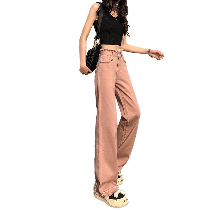 Women's Denim Pants Manufacturer - Mid Waist Breathable Stretch Regular Fit Wide Leg Jeans Trouser