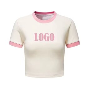 Women's Crop Top Manufacturer - Wholesale Casual Custom Logo Print Embroidery Spandex Blend T-Shirts